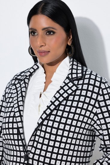 Ulla Popken 855173 Blazer en maille à carreaux Blanc cassé - Blazers - Blazers grande taille pour femme