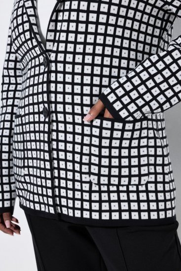 Ulla Popken 855173 Blazer en maille à carreaux Blanc cassé - Blazers - Blazers grande taille pour femme