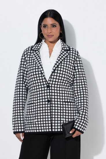 Ulla Popken 855173 Blazer en maille à carreaux Blanc cassé - Blazers - Blazers grande taille pour femme