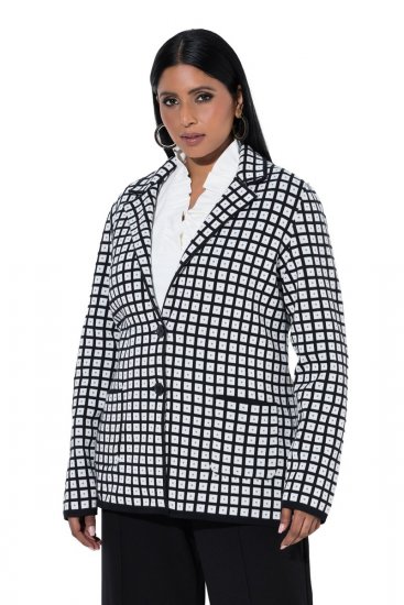 Ulla Popken 855173 Blazer en maille à carreaux Blanc cassé - Blazers - Blazers grande taille pour femme