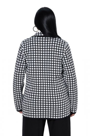 Ulla Popken 855173 Blazer en maille à carreaux Blanc cassé - Blazers - Blazers grande taille pour femme