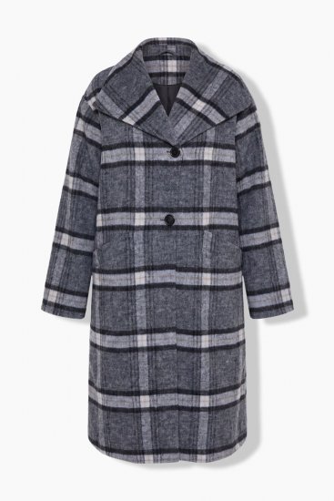 Ulla Popken 855250 Manteau en laine asymétrique à large col Gris chiné - Manteaux - Manteaux femme grande taille