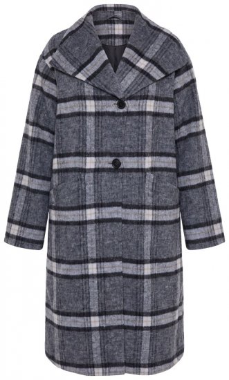 Ulla Popken 855250 Manteau en laine asymétrique à large col Gris chiné - Manteaux - Manteaux femme grande taille