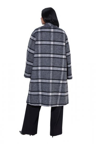 Ulla Popken 855250 Manteau en laine asymétrique à large col Gris chiné - Manteaux - Manteaux femme grande taille