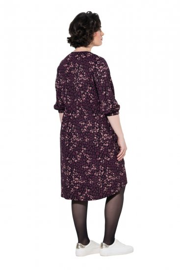 Ulla Popken 855270 Robe en jersey imprimée à col V Noir - Robes en jersey - 