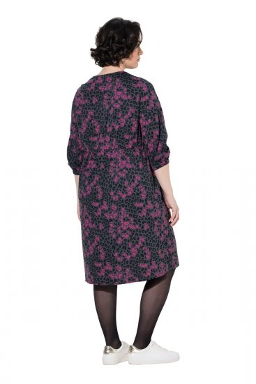 Ulla Popken 855270 Robe en jersey imprimée à col V Anthracite - Robes en jersey - 