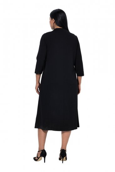 Ulla Popken 855373 Robe en jersey imprimée Noir - Robes en jersey - 