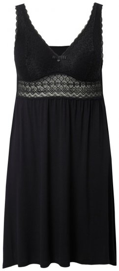 Ulla Popken 855428 Nuisette en dentelle Noir - Chemises de nuit - 