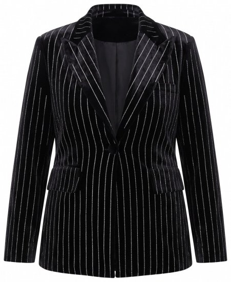 Ulla Popken 855499 Blazer en velours à strass Noir - Blazers - Blazers grande taille pour femme