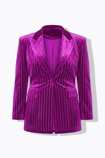 Ulla Popken 855499 Blazer en velours à strass Magenta - Blazers - Blazers grande taille pour femme