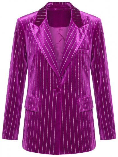 Ulla Popken 855499 Blazer en velours à strass Magenta - Blazers - Blazers grande taille pour femme