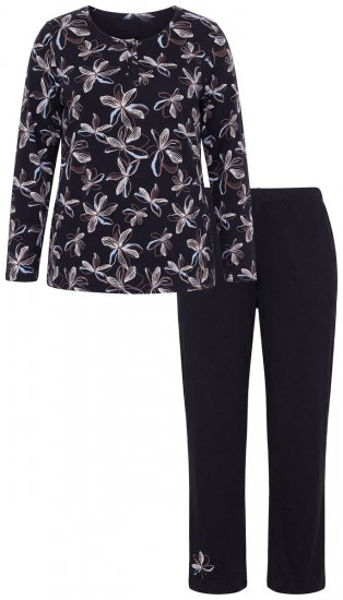 Ulla Popken 856134 Pyjama à fleurs Noir - Pyjamas/vêtements de détente - 