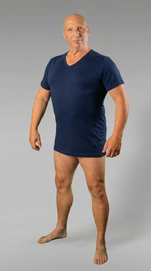20 Nodi 9001 Short Sleeve V-Neck in Stretch Cotton Navy - Maillot de corps - Maillot de corps homme grande taille