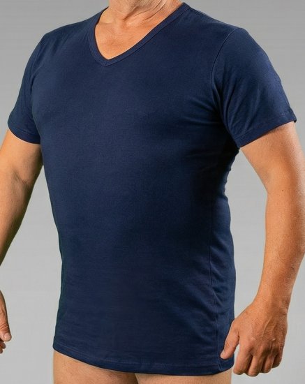 20 Nodi 9001 Short Sleeve V-Neck in Stretch Cotton Navy - Maillot de corps - Maillot de corps homme grande taille