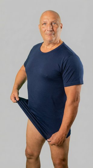 20 Nodi 9002 Short Sleeve Crew Neck in Stretch Cotton Navy - Maillot de corps - Maillot de corps homme grande taille