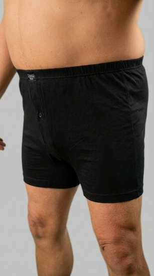 20 Nodi 935 Combed Cotton Jersey Boxer with Front Button Fly Black - Boxers - Caleçons grande taille