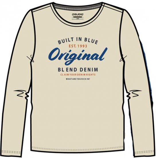 Blend T-Shirt 4933 Cloud Cream - T-shirts - T-shirts Homme Grande Taille