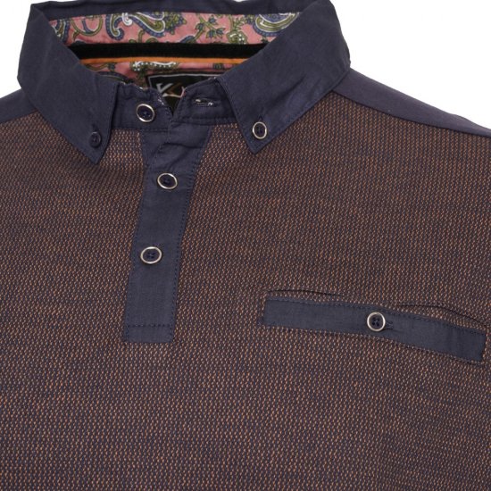 Kam Jeans 5490 Jersey Weave Contrast Polo Navy - Polos - Polos homme grande taille