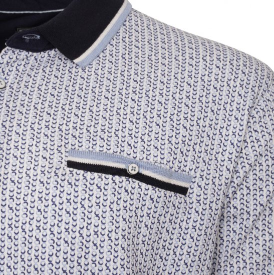 Kam Jeans 5487 Dobby Print Pique Polo White - Polos - Polos homme grande taille