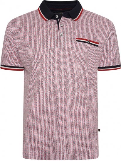 Kam Jeans 5487 Dobby Print Pique Polo Red - Polos - Polos homme grande taille