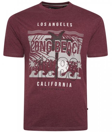 Kam Jeans 5729 Long Beach Print T-Shirt Burgundy - T-shirts - T-shirts Homme Grande Taille