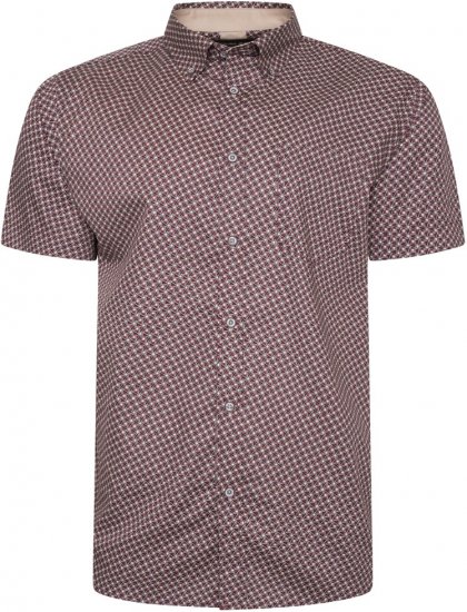 Kam Jeans 6280 All Over Geo Print Shirt Burgundy - Chemises - Chemises Grandes Tailles Hommes