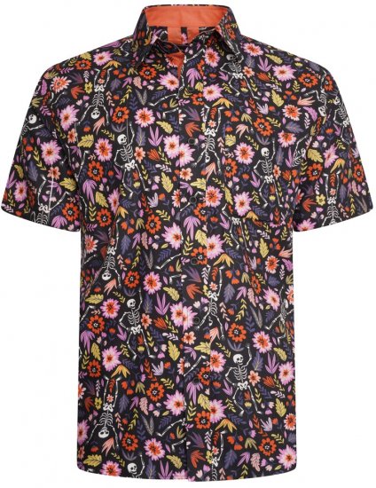 Kam Jeans 6041 Skeleton Digital Print Shirt Navy - Chemises - Chemises Grandes Tailles Hommes