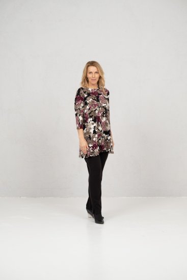Scandinavian Caramel Flower Petals Tunic Brown - T-shirts imprimés pour femme - 