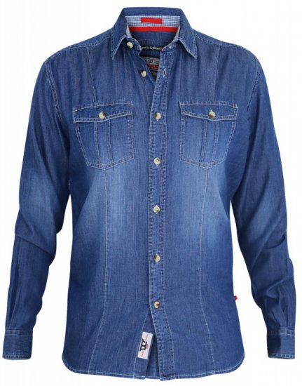 D555 Adcock Long Sleeve Vintage Denim Shirt - Chemises - Chemises Grandes Tailles Hommes