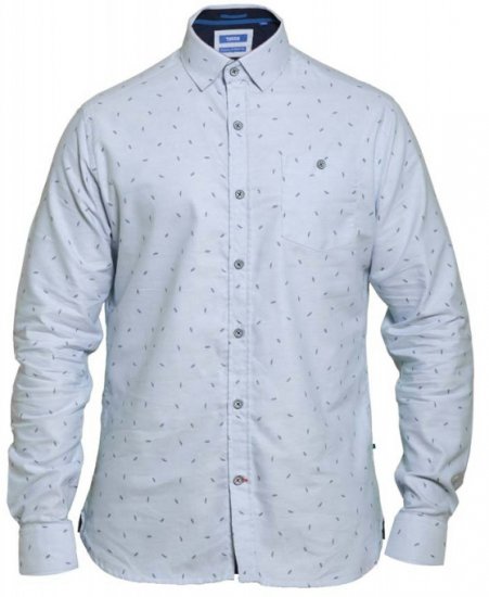 D555 Addington Printed Oxford Shirt Blue - Chemises - Chemises Grandes Tailles Hommes