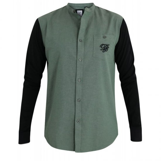 D555 Atkins Grandad Shirt with Jersey Sleeves - Chemises - Chemises Grandes Tailles Hommes