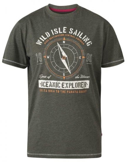D555 Atticus Oceanic Explorer Crew Neck T-Shirt Khaki - T-shirts - T-shirts Homme Grande Taille