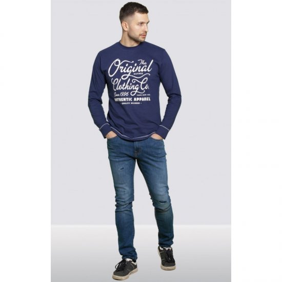 D555 Austin Long Sleeve T-shirt Navy - T-shirts - T-shirts Homme Grande Taille