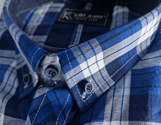 Kam Jeans 6369 Checked Short Sleeve Shirt Blue - Chemises - Chemises Grandes Tailles Hommes