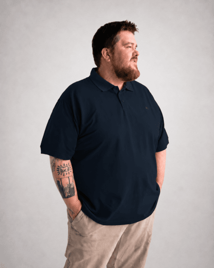 Motley Denim Bratislava Polo Navy - Polos - Polos homme grande taille