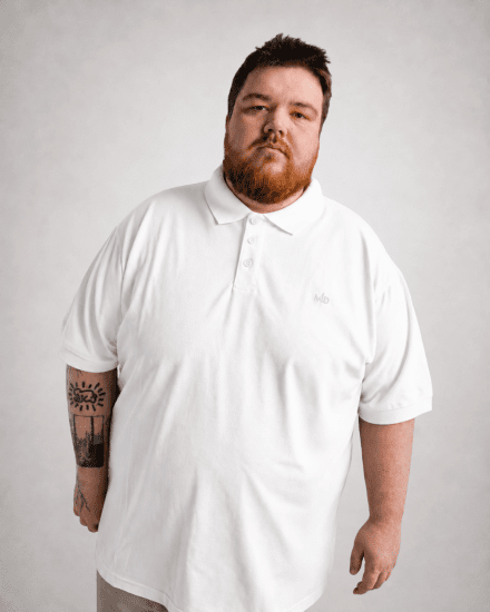 Motley Denim Bratislava Polo White - Polos - Polos homme grande taille