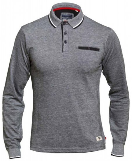 D555 Brockville Long Sleeve Polo Grey - Polos - Polos homme grande taille