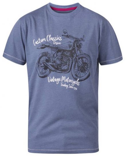 D555 Conor Motorcycle Crew Neck T-Shirt Denim Marl - T-shirts - T-shirts Homme Grande Taille