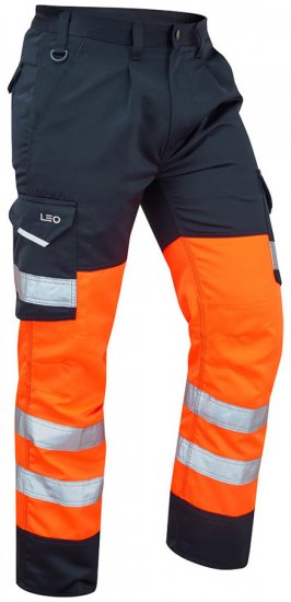Leo Bideford Cargo Pants Hi-Vis Orange/Navy - Vêtements de travail - Vêtements de travail grandes tailles