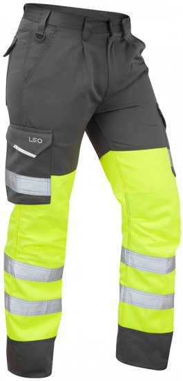 Leo Bideford Cargo Pants Hi-Vis Yellow/Grey - Vêtements de travail - Vêtements de travail grandes tailles