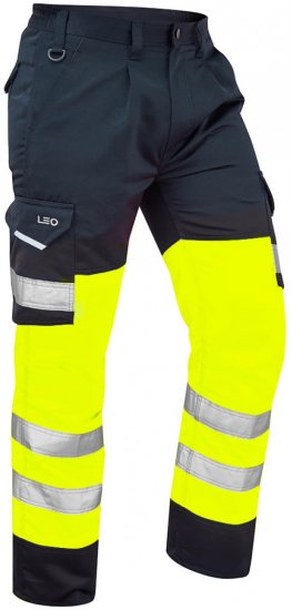 Leo Bideford Cargo Pants Hi-Vis Yellow/Navy - Vêtements de travail - Vêtements de travail grandes tailles