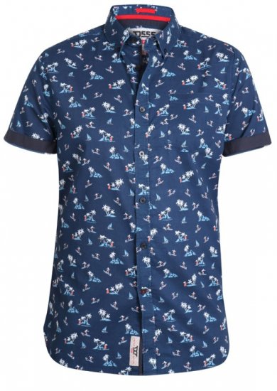 D555 Davian Hawaii Shirt Navy - Chemises - Chemises Grandes Tailles Hommes
