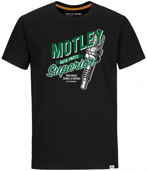 Motley Denim Derry T-shirt Green on Black - T-shirts - T-shirts Homme Grande Taille