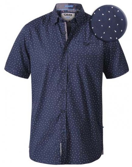 D555 Derwent Short Sleeve Shirt Navy - Chemises - Chemises Grandes Tailles Hommes