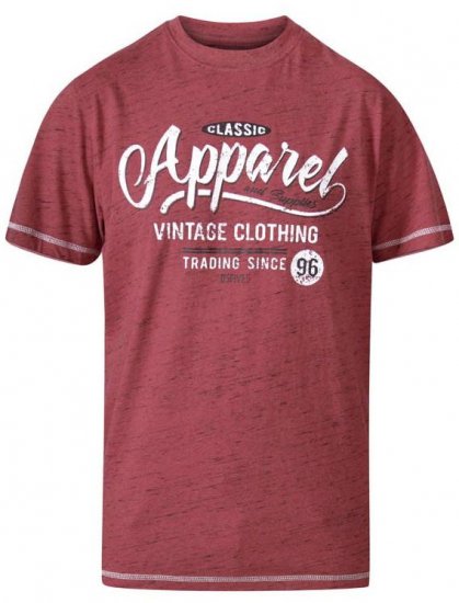 D555 Douglas Classic Apparel Crew Neck Printed T-Shirt Red Reno - T-shirts - T-shirts Homme Grande Taille