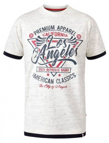 D555 Ellwood Los Angeles Crew Neck Printed T-Shirt Off White Reno - T-shirts - T-shirts Homme Grande Taille