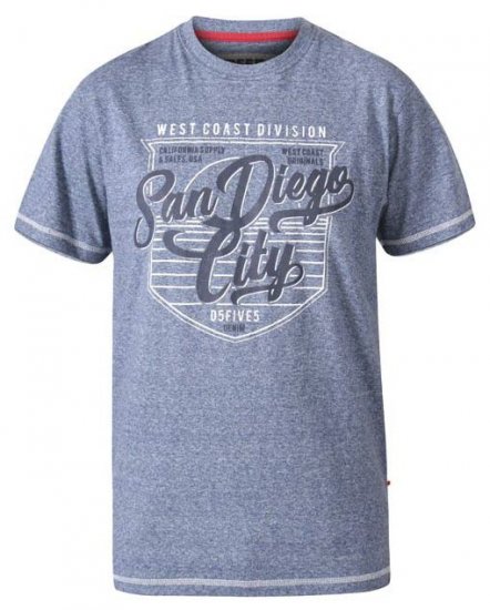 D555 Epson San Diego Crew Neck T-Shirt Blue Marl - T-shirts - T-shirts Homme Grande Taille