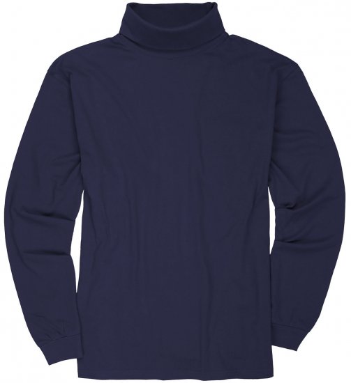 Adamo Fabio Comfort fit Turtleneck Long sleeve T-shirt Navy - T-shirts - T-shirts Homme Grande Taille