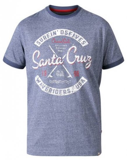 D555 Gove Santa Cruz Surfer Print Ringer T-Shirt Navy - T-shirts - T-shirts Homme Grande Taille