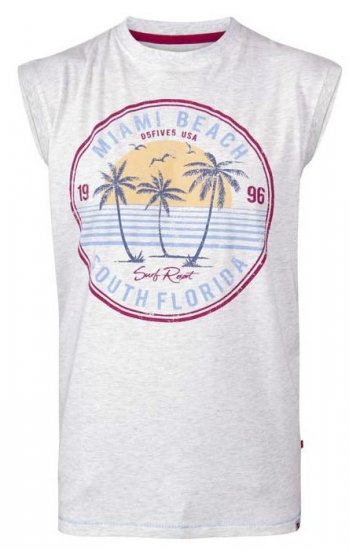 D555 Shipley Miami Beach Printed Sleeveless T-Shirt - T-shirts - T-shirts Homme Grande Taille